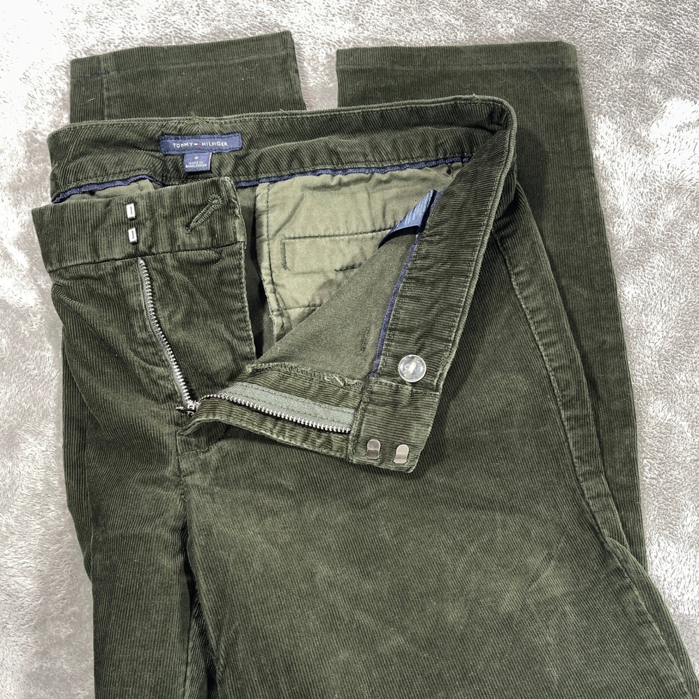 Tommy‎ Hilfiger Corduroy Pants Women 8 Green Straight Leg Casual Trousers